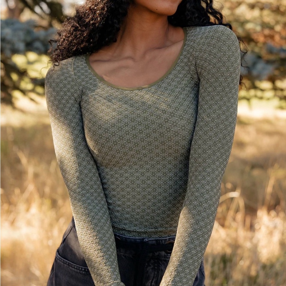 Free People Love Letter Long Sleeve Top XS/S